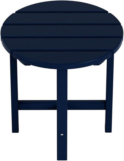 Costaelm Round Outdoor Side Tables, Adirondack Patio Tables for Outside, HDPE Patio End Table Weather Resistant, Balcony Table for Pool, Seaside, Backyard, Porch, Indoor Companion, Navy Blue