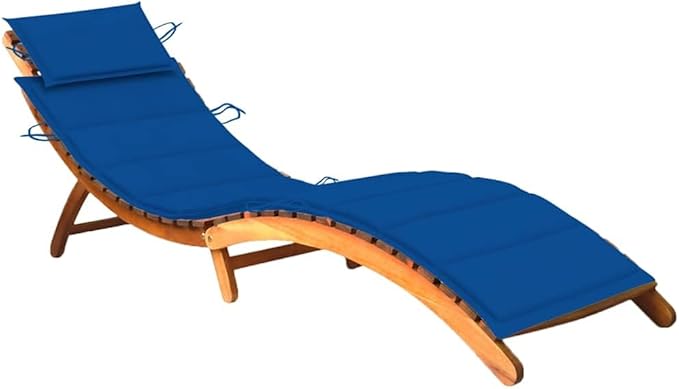 Foldable Sun Lounger Chair for Outdoor, Solid Acacia Wood Poolside Patio Furniture with Adjustable Backrest - Photo 1