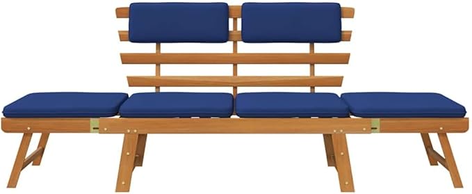 Garden Bench Deck Bench Patio Bench with Cushions 2-in-1 74.8" Solid Acacia Wood - Photo 4