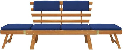 Garden Bench Deck Bench Patio Bench with Cushions 2-in-1 74.8" Solid Acacia Wood