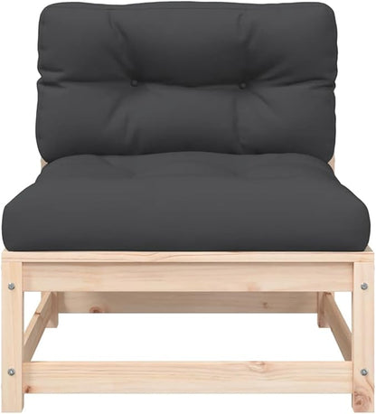 Modular Garden Armless Sofa with Adjustable Design and Removable Cushions for Outdoor Patio Seating in Rustic Pine Wood Finish