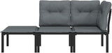 3-Piece Outdoor Patio Sectional Sofa Set, Black & Grey Synthetic Rattan, 21.7" Modular Loveseat with Cushions - Photo 3