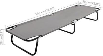 Folding Sun Lounger 22.8"x74.8"x11" Steel Frame 600D Polyester Portable Beach Chair No Assembly Garden Pool Patio