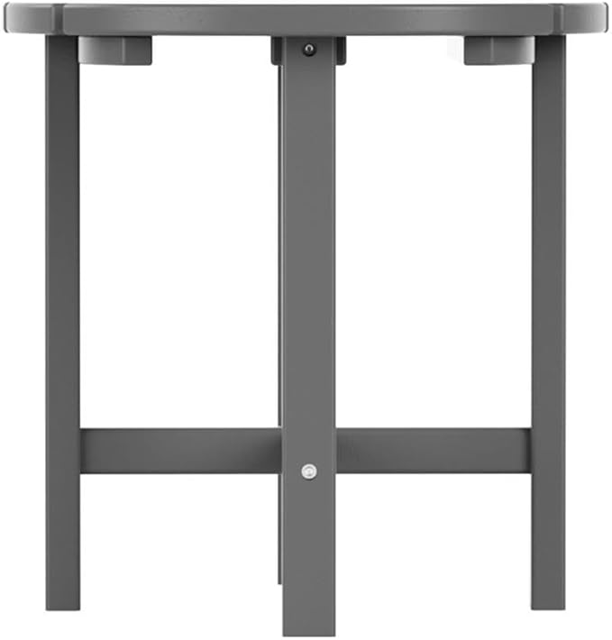 Costaelm Round Outdoor Side Tables, Adirondack Patio Tables for Outside, HDPE Patio End Table Weather Resistant, Balcony Table for Pool, Seaside, Backyard, Porch, Indoor Companion, Gray