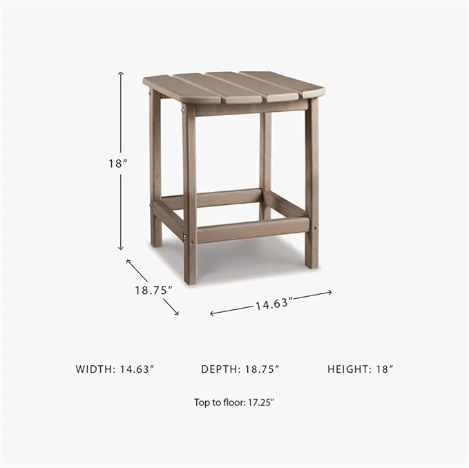 BOWERY HILL Outdoor Set of Grayish Brown End Table & Adirondack Chair