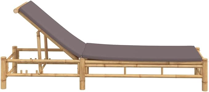 Bamboo Chaise Lounge Chair Outdoor, 78.3"x21.7" Adjustable Reclining Patio Sun Lounger with Removable Cushions - Photo 5