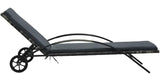 Anthracite PE Rattan Outdoor Chaise Lounge 78.7"x25.6"x15.4", Adjustable Backrest & Wheels - Photo 3