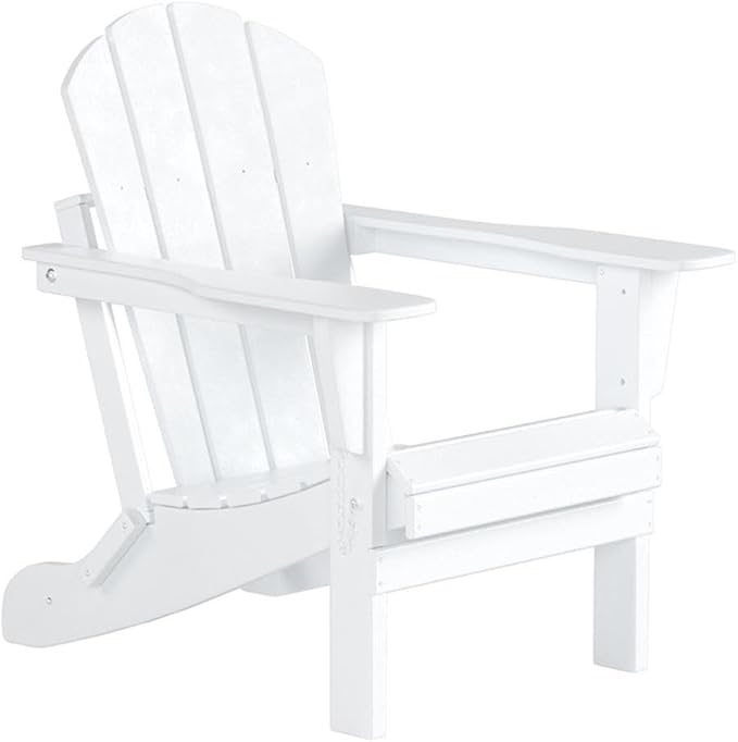 Costaelm Outdoor Folding Chair, Outdoor Seating Folding Firepit Chairs, All Weather Poly Adirondack Chair for Deck Backyard Garden Lawn Pool Patio, White