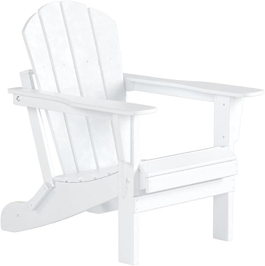 Costaelm Outdoor Folding Chair, Outdoor Seating Folding Firepit Chairs, All Weather Poly Adirondack Chair for Deck Backyard Garden Lawn Pool Patio, White