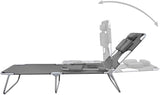 Folding Grey Outdoor Lounge Chair 74.4" 600D Oxford Chaise Adjustable Backrest Steel Frame 265 lb Portable for Garden - Photo 3