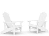 White HDPE Adirondack Garden Chairs Set of 2, High-Density Polyethylene Outdoor Patio Furniture with Classic Design - Photo 3
