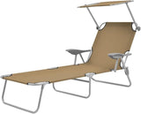 Folding Sun Lounger, Outdoor All-Weather Patio Chaise Lounge Chair, Outdoor Recliner Lounge Chair Sun Loungers - Photo 1