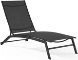 Pemberly Row Outdoor Chaise Lounge Chair, Charcoal Textilene Sling Fabric, Matte Black Powder-Coated Steel Frame - Photo 1