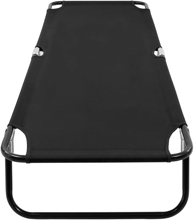 Folding Black Sun Lounger 22.8 x 74.8 x 11 in, Powder-Coated Steel Frame, 600D Polyester with PE Coating, Compact & Lightweight for Garden Patio Poolside Balcony Outdoor Seating