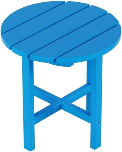 Costaelm Round Outdoor Side Tables, Adirondack Patio Tables for Outside, HDPE Patio End Table Weather Resistant, Balcony Table for Pool, Seaside, Backyard, Porch, Indoor Companion, Pacific Blue