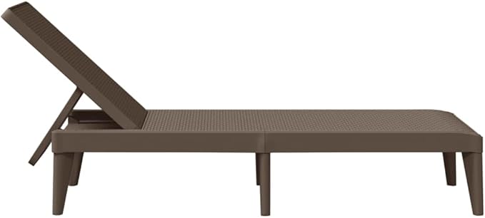 Adjustable Brown Polypropylene Outdoor Chaise Lounge 23.6x73.2x11.4in, UV-Proof Textured Recliner Chair for Patio Garden Poolside Terrace