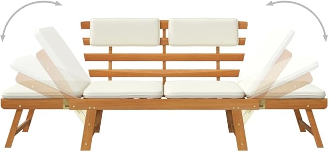 Patio Bench with Cushions, Park Wooden Bench, Garden Bench, Balcony Bench, Outdoor Furniture, Picnic Bench - Photo 7