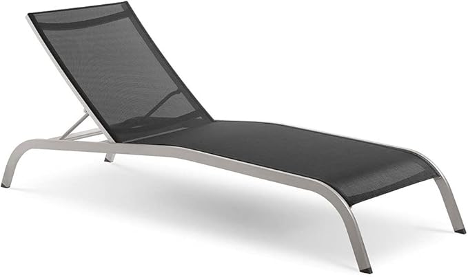 Modway Savannah Outdoor Patio Mesh Chaise Lounge Chair in Black
