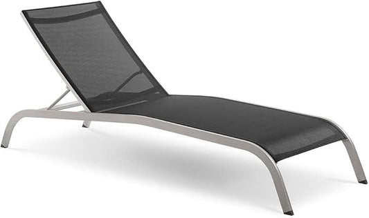 Modway Savannah Outdoor Patio Mesh Chaise Lounge Chair in Black