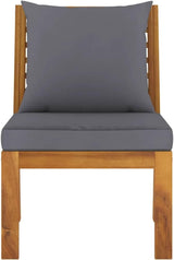 Modular Sectional Middle Sofa in Dark Grey with Solid Acacia Wood Frame and Soft Cushions for Indoor Outdoor Use - Photo 3