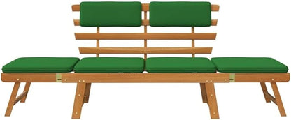 【Lightning Shipping】 Wooden Garden Bench, Outdoor Terrace Double Sofa Terrace, Lawn, Porch Patio Bench with Cushions 2-in-1 74.8" Solid Acacia Wood