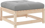 Grey Rustic Square Patio Ottoman, Solid Pine Wood Outdoor Footstool 10.9x10.9x4.6 in with Thick Cushion - Photo 7