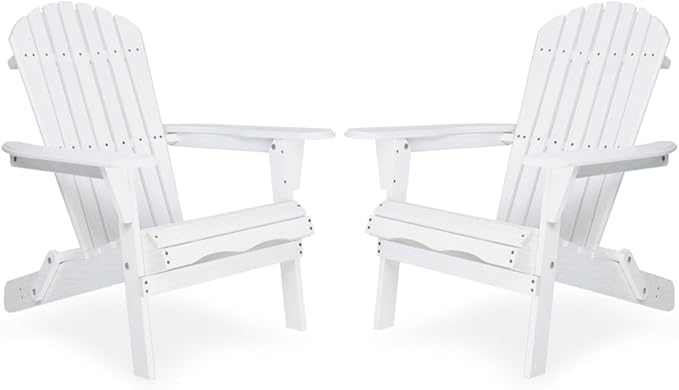 Solid Cedar Wood Folding Adirondack Chair Set of 2 – Outdoor Lounge Patio Chairs for Garden, Lawn, Backyard, Deck – Durable & Comfortable (Embossed Adirondack Chair-1)