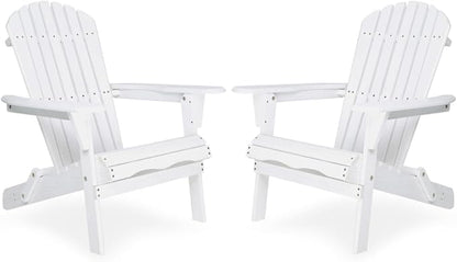 Solid Cedar Wood Folding Adirondack Chair Set of 2 – Outdoor Lounge Patio Chairs for Garden, Lawn, Backyard, Deck – Durable & Comfortable (Embossed Adirondack Chair-1)