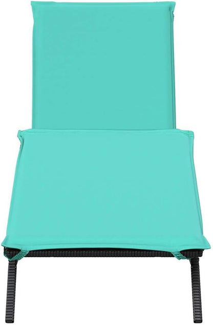 Black Outdoor Chaise Lounge 31 x 77 x 25 in Poly Rattan Patio Reclining Sun Chair with Adjustable Backrest for Poolside Tanning, Backyard & Balcony