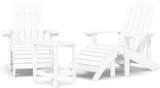 White HDPE Standard Detachable Adirondack Chair Set 4-Piece with Table and Footstools for Patio Garden Terrace Outdoor - Photo 3