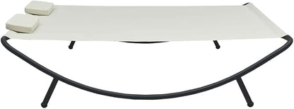 Double Chaise Lounge Outdoor with Adjustable Canopy and Pillow Extra Large Patio Hammock Bed Wheeled for Outside, Sun Room, Garden, Courtyard, Pool