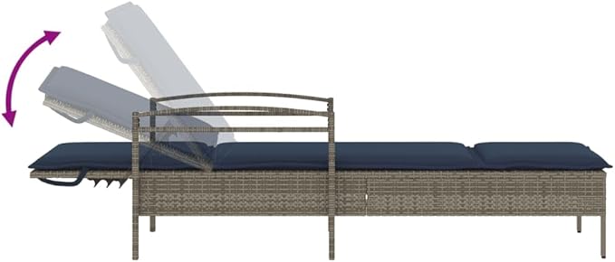 Outdoor Sun Lounger with Thick Cushion, Adjustable Backrest - Photo 6