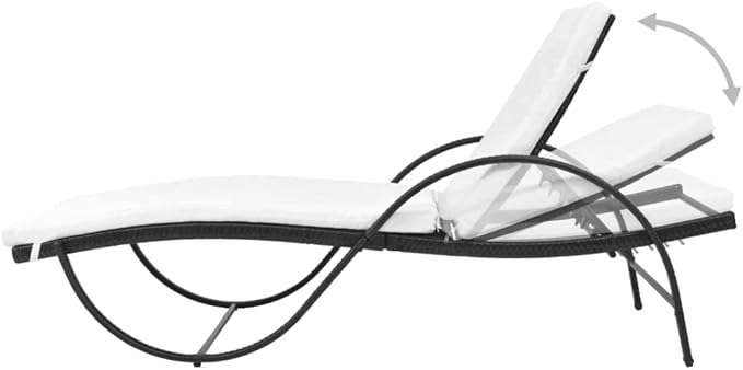 Sun Lounger Set of 3, Adjustable Outdoor Patio Furniture with Black Steel Frame & PE Rattan - Photo 5