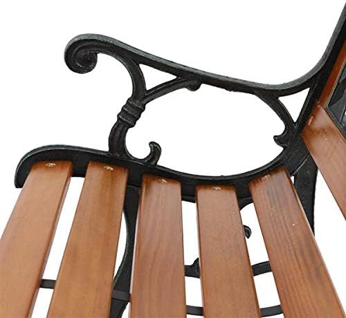 Patio Seating, Porch Chair Bench, Hardwood Cast Iron Chair for Indoor Outdoor Use, Patio Bench for Garden Lawn Balcony Backyard Poolside,Front Porch Bench Path BenchYard Lawn Decor Deck Furniture