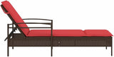 Modern Brown Poly Rattan Outdoor Chaise Lounge 24.8"x78.7"x31.9" Adjustable Recliner w/Cushion & Armrests for Patio - Photo 5