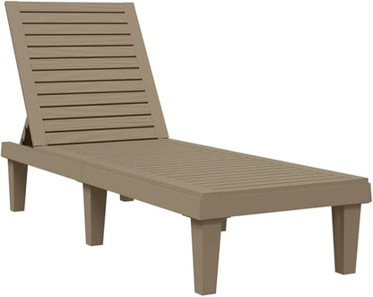 Light Brown Polypropylene Adjustable Folding Sun Lounger 61 x 22.8 x 32.7 in UV Resistant Outdoor Chaise Lounge for Pool Patio Garden Balcony and Beach Relaxation