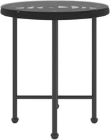 Bistro Table 19.7 inch Small Round Black Steel Tempered Glass Patio Dining Table UV-Resistant Compact for Living Room - Photo 4