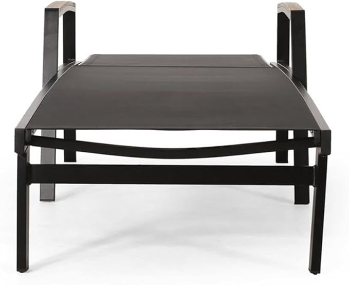 Teresa Outdoor Aluminum Chaise Lounge with Mesh Seating (Set of 4), Black