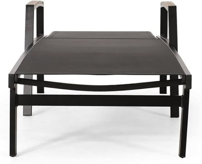 Teresa Outdoor Aluminum Chaise Lounge with Mesh Seating (Set of 4), Black