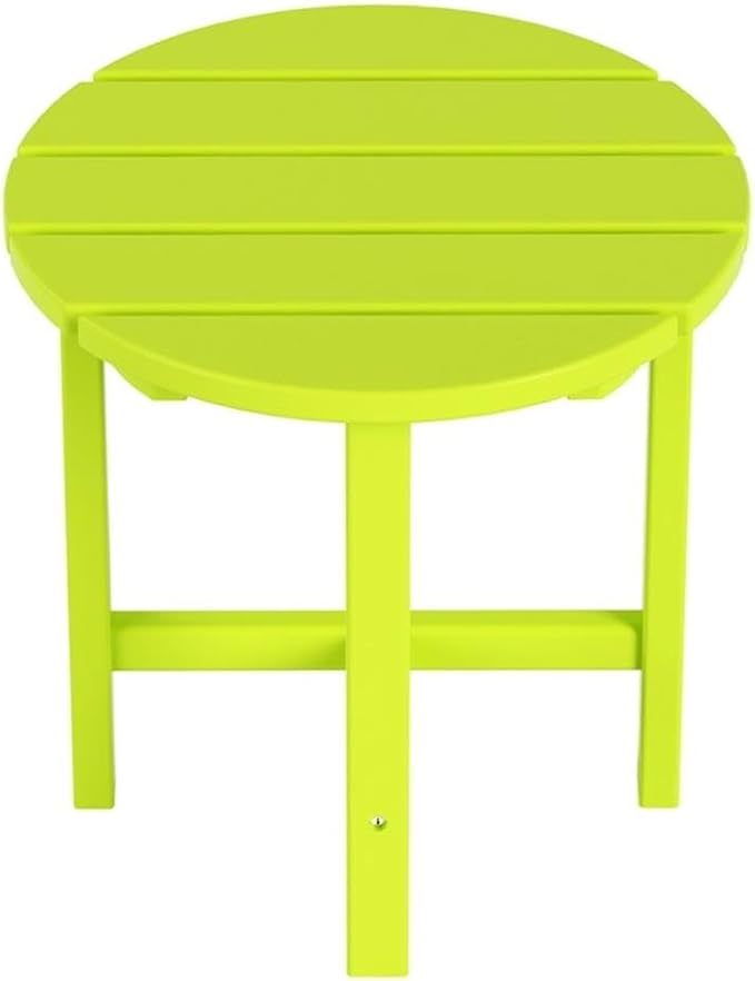 Costaelm Round Outdoor Side Tables, Adirondack Patio Tables for Outside, HDPE Patio End Table Weather Resistant, Balcony Table for Pool, Seaside, Backyard, Porch, Indoor Companion, Lime