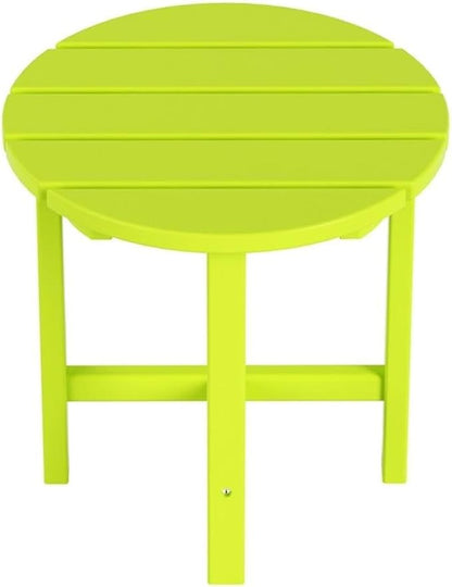 Costaelm Round Outdoor Side Tables, Adirondack Patio Tables for Outside, HDPE Patio End Table Weather Resistant, Balcony Table for Pool, Seaside, Backyard, Porch, Indoor Companion, Lime