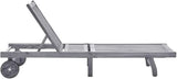 Outdoor Chaise Lounge Chair 78.7" Long Grey Solid Acacia Wood Adjustable Reclining Backrest for Pool Patio Garden - Photo 3