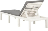 Sun Lounger with Cushion Plastic White Chaise Lounge Outdoor Chaise Lounge for Yard Poolside - Photo 5