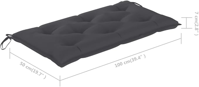 vidaXL Solid Teak Wood Patio Bench with Anthracite Cushion - 44.1" Durable Weather- Outdoor Seating Solution with Comfortable Design & Easy Assembly