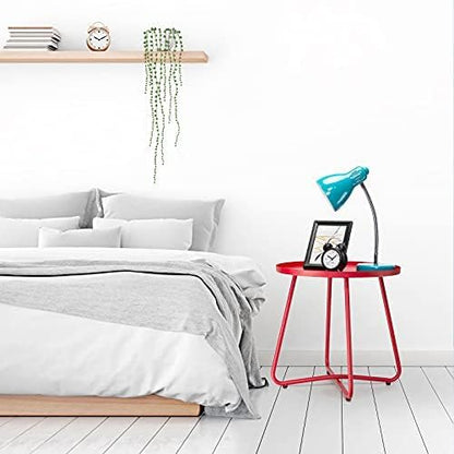 danpinera Outdoor Side Tables, Weather Resistant Steel Patio Side Table, Small Round Outdoor End Table Metal Side Table for Patio Yard Balcony Garden Bedside (Red)