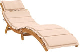 Solid Acacia Wood Sun Lounger with Padded Cushion, Adjustable & Foldable Outdoor Chaise Lounge for Patio Poolside Garden - Photo 1