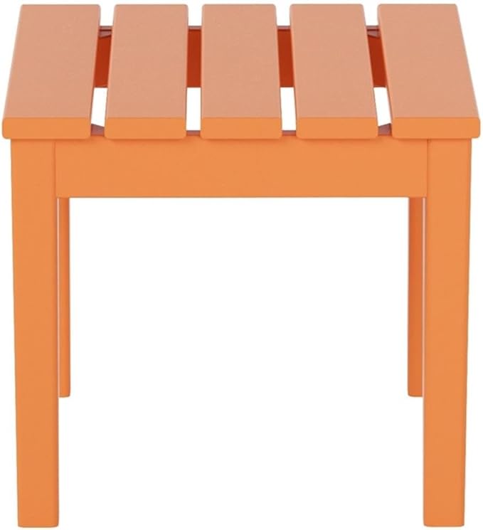 Costaelm Small Outdoor Side Table, Patio End Table Weather Resistant Outdoor Coffee Table, Square Conversation Table for Indoor, Porch, Balcony, Garden, Poolside, Deck, Orange