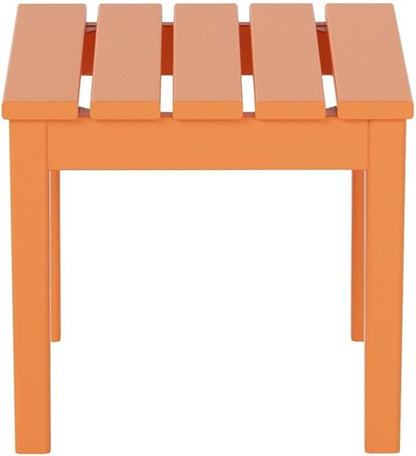 Costaelm Small Outdoor Side Table, Patio End Table Weather Resistant Outdoor Coffee Table, Square Conversation Table for Indoor, Porch, Balcony, Garden, Poolside, Deck, Orange