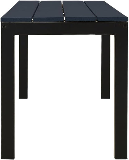 Vintage Black Steel Garden Bench 43.3 x 43.3 x 17.7 in Outdoor Seating for Patio, Porch and Courtyard, Matte Finish, Seats 3 Adults, Easy Assembly