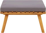 Natural Dark Grey Solid Acacia Wood Garden Footstool with Weather-Resistant Cushion - Photo 5